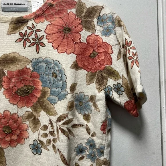 Alfred Dunner Women’s Size Petite Medium Multicolor Floral Print Knit Top - Picture 2 of 7